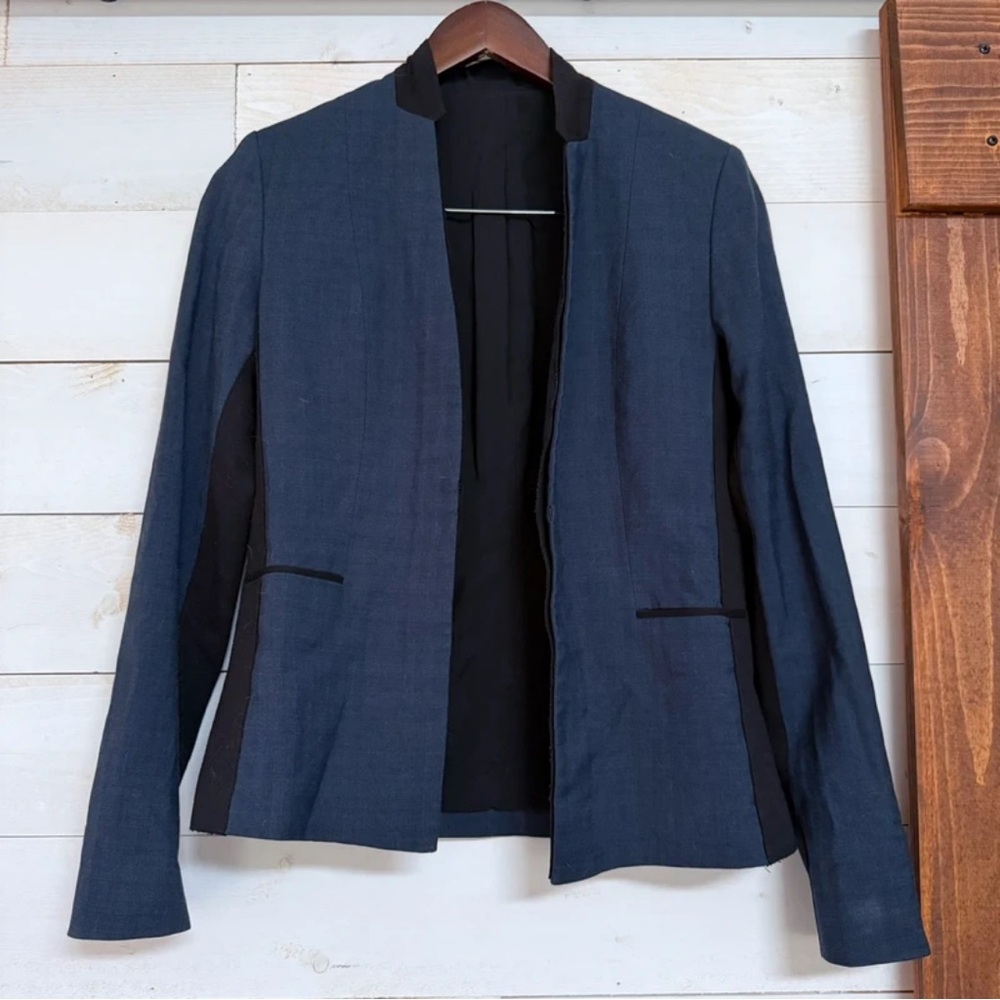T Tahari Navy Blazer with Black Details